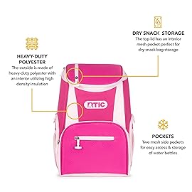 RTIC Lightweight Backpack Cooler, Very Berry, 15 Can, Portable Insulated Bag, for Men & Women, Great for Day Trips, Picnics, Camping, Hiking, Beach, or Park