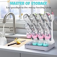 Vista 2 de Estante de secado de biberones, soporte vertical de secado de botellas con soporte para cepillos, organizador de almacenamiento de botellas grande