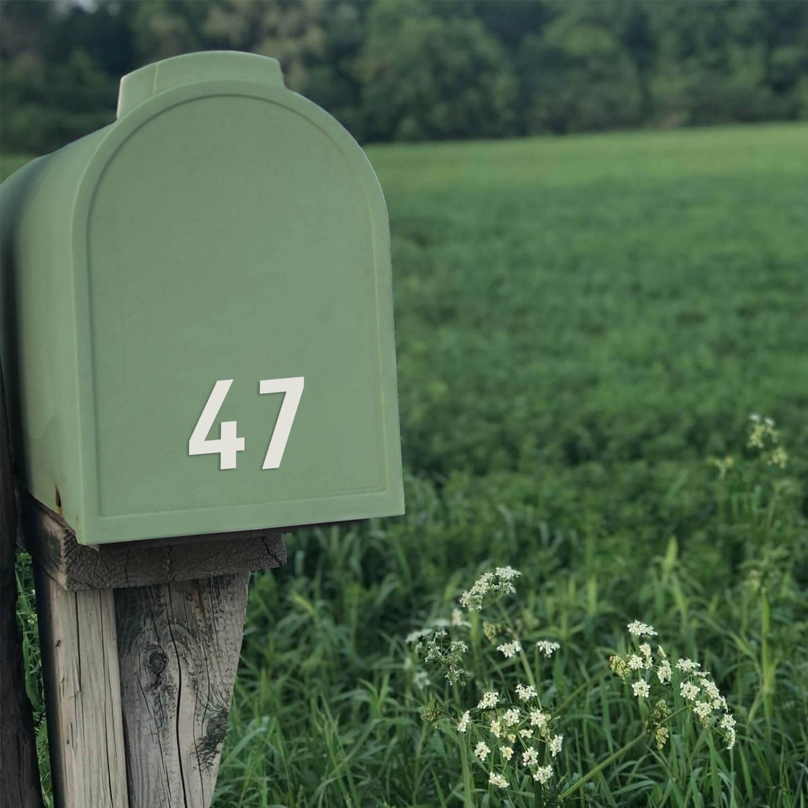 Numeri civici in metallo, 5,1 cm, in metallo, stile moderno, per porta del giardino, per appartamenti, esterni, fattoria, lettere decorative con kit per chiodi, segnaletica per visibilità (bianco)