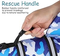 Vista 144 de Chaleco salvavidas de tiburón para perro, chaleco salvavidas ajustable para nadar con asa de rescate