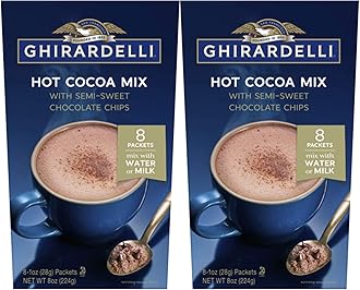 Ghirardelli Hot Cocoa with Semi-Sweet Chocolate Chips - 2 boxes with 8 packets each
