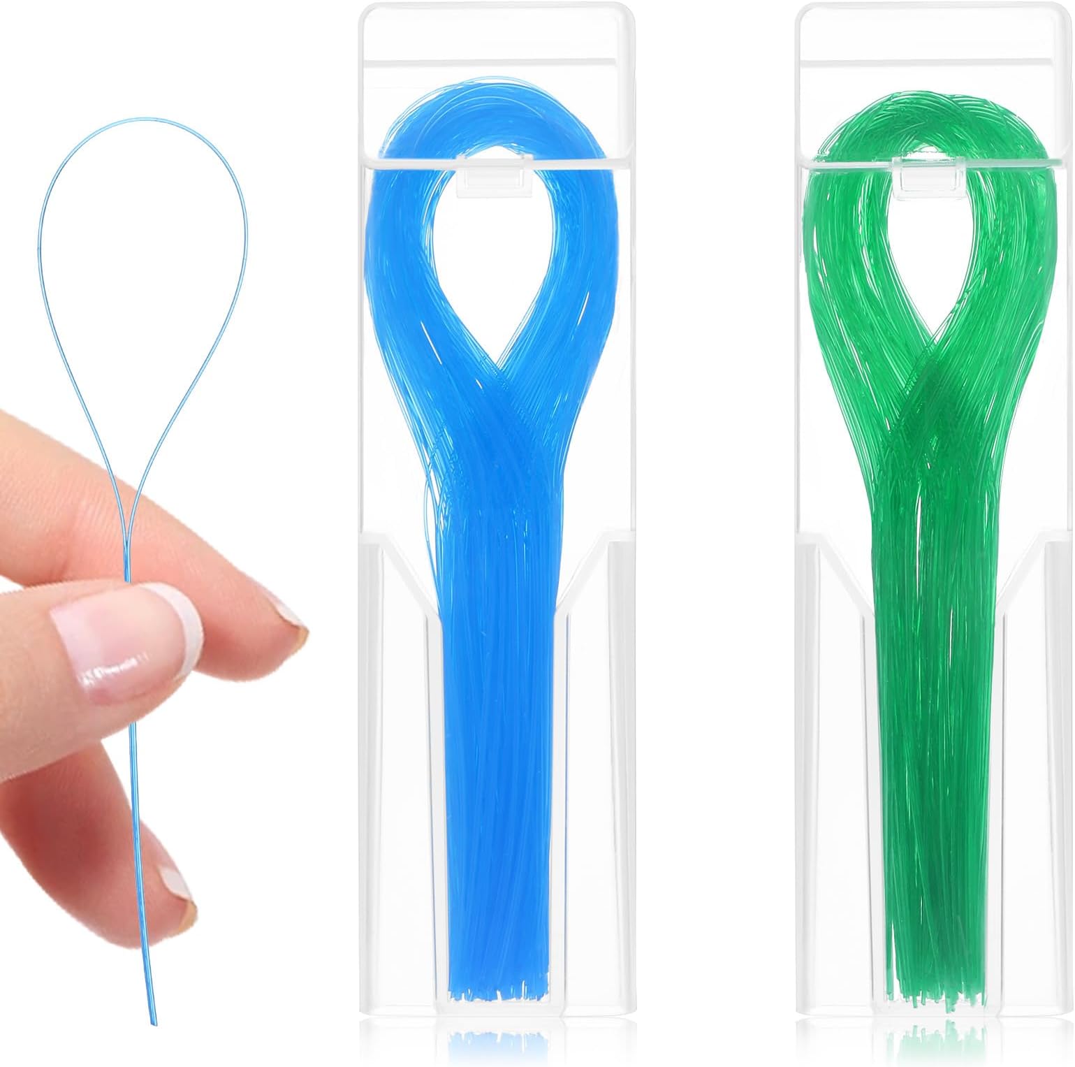 Dental Floss Thread, Deep Clean Floss for Brace Bridge Floss Threader Dental Implants Nylon Loop Design Brace Bridge Implants Oral Teeth Care Tool (Blue, Green)