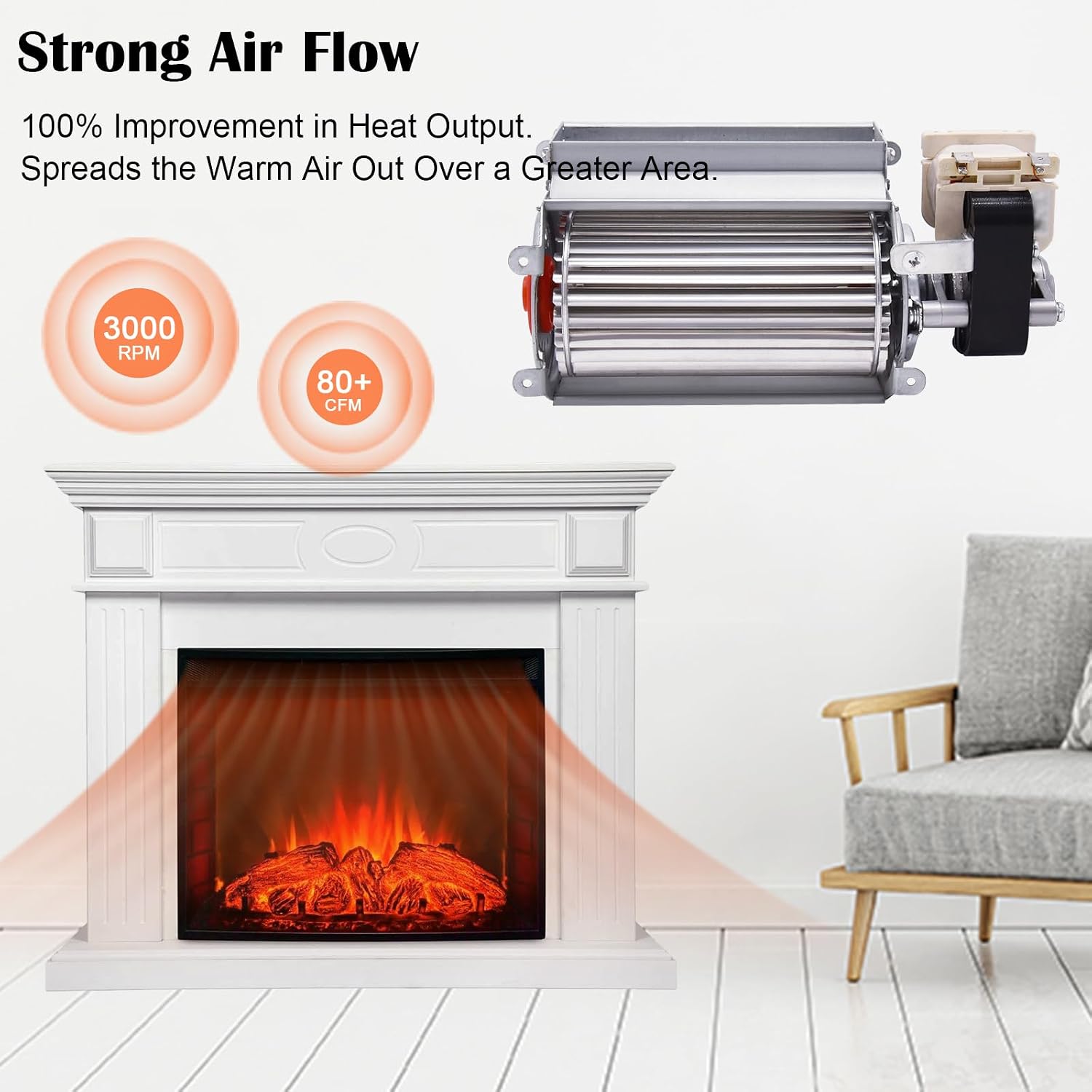 GFK21 Blower Fan Kit, FK21 GFK21A GFK21B Fireplace Blower Fan Replacement for Heatilator, GNDC30, NDV3630I, ND3630, ND3630I, ND3630L, NDV3630IL, GA3450TA, Rotom HB-RB66, R7-RB66, NOVUS, Security UZY3.