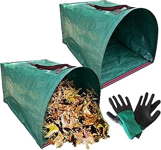 Bolsas de patio, recogedor de hojas, recogedor de basura reutilizable con guantes, herramienta de limpieza de jardín al aire libre para césped, patio, hojas, hierba, escombros, recortes, trabajo en el