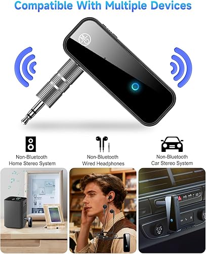 Miniatura 7 de Adaptador Bluetooth 5.0 de 3.5mm Jack Aux Dongle, Transmisor Receptor Inalámbrico 2-en-1 para TVViaje en Avión, Gimnasio, Compatibilidad con