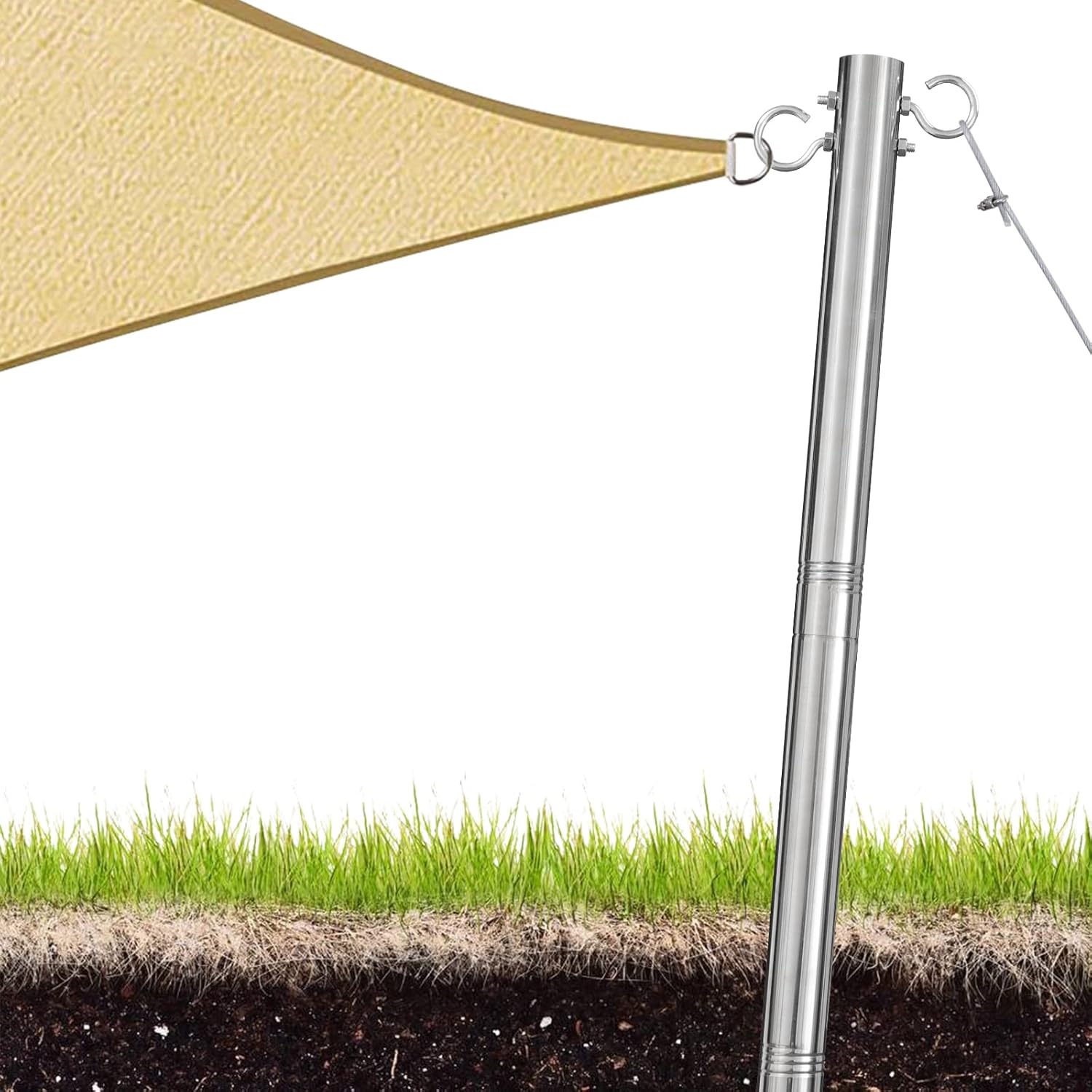 HOSKO Shade Sail Post, 9FT Heavy Duty Sun Shade Sail Pole