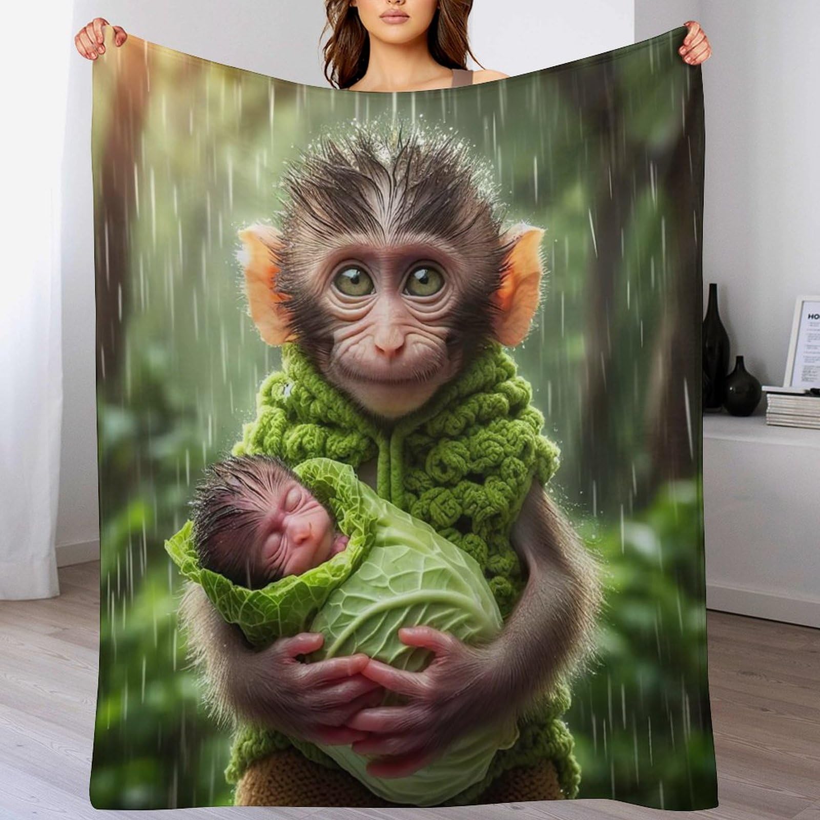 Couverture polaire flanelle singe mignon grand format housse de canapé lit