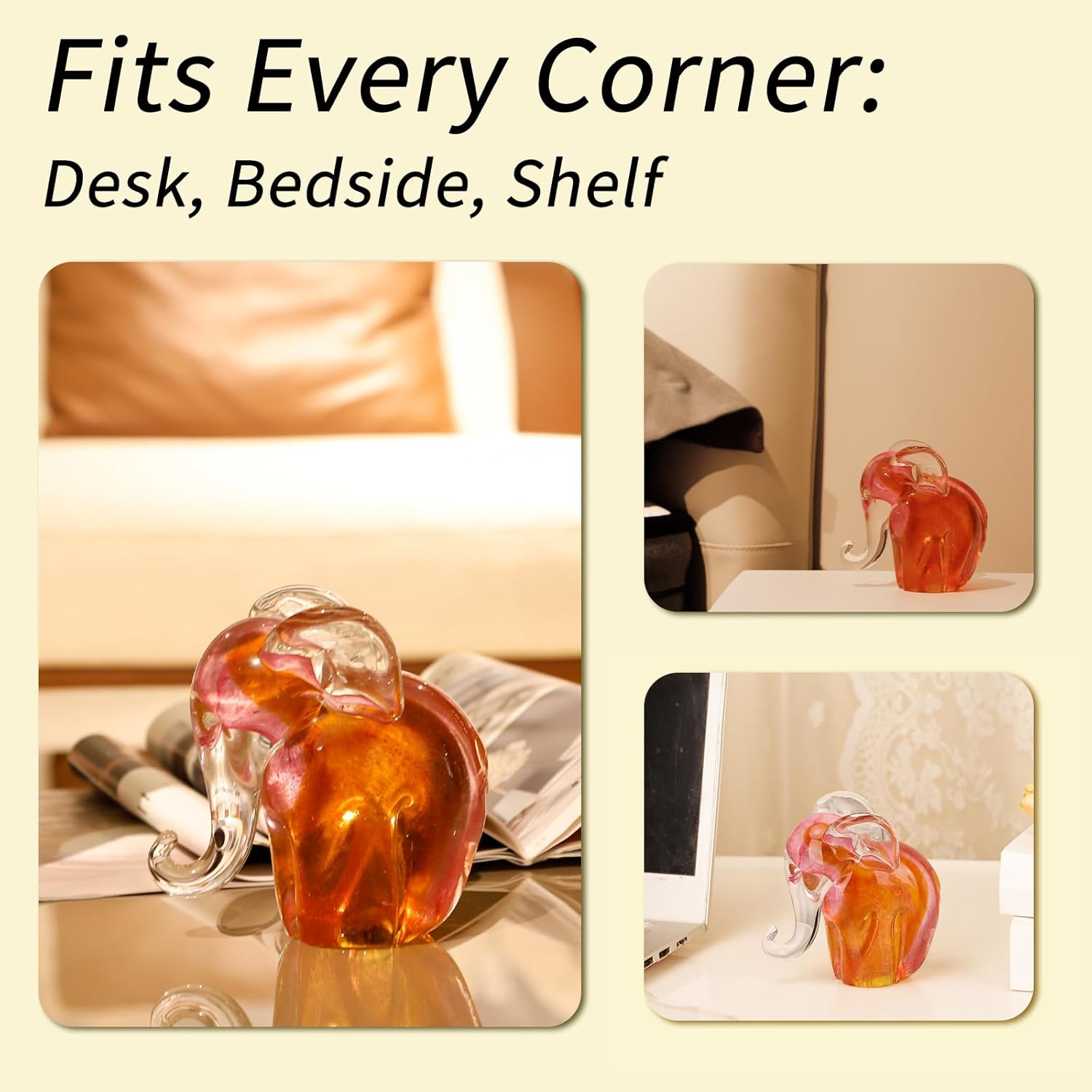 Glass Interior Decoration Figurine Lights (Elephant)