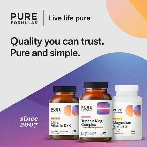 PureFormulas Digestive Supplement, Triphala Magnesium Complex for Digestive Support, Bowel Regularity, Gut Wellness, Vegetarian, Gluten-Free, Non-GMO, 60 Capsules