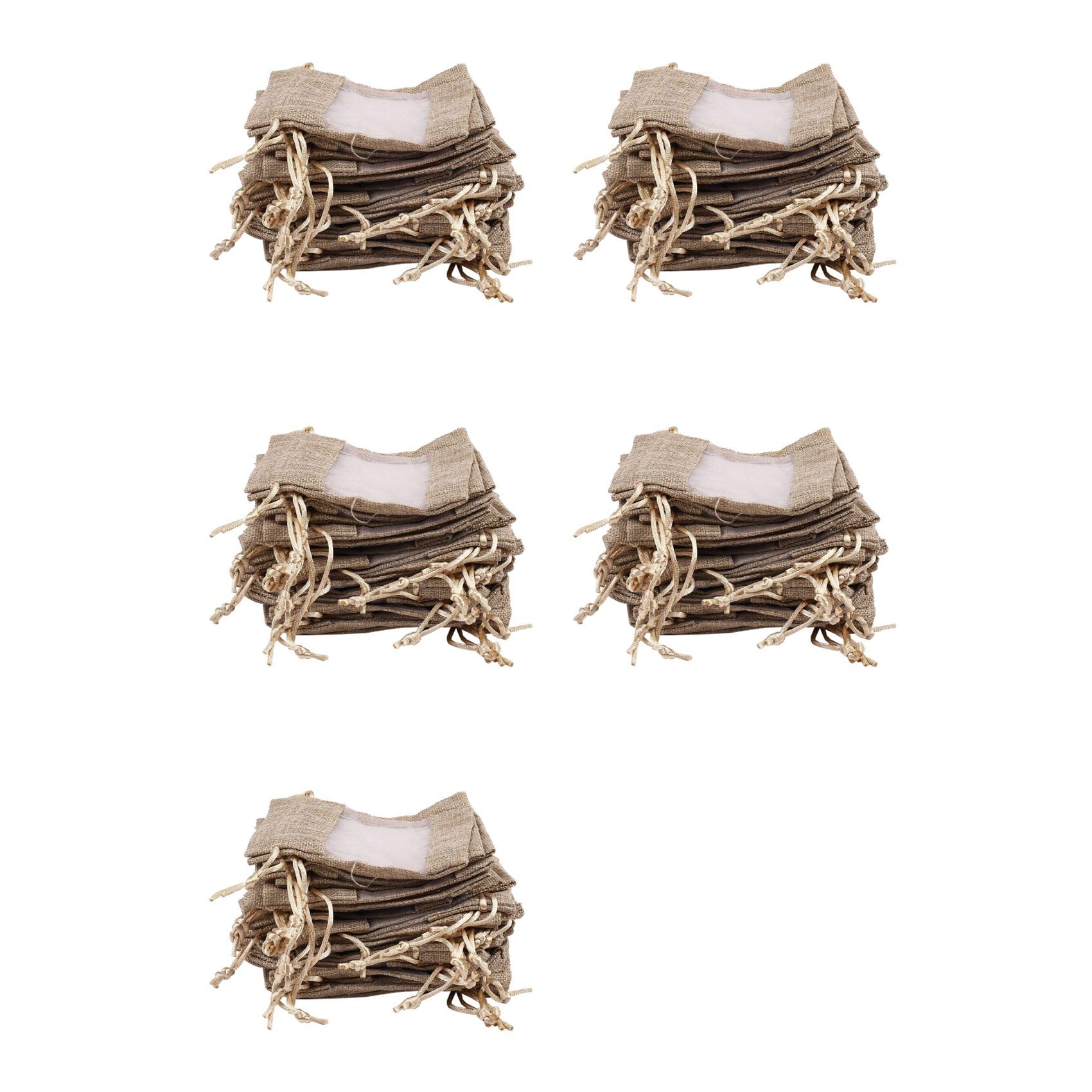 Vjsujehgy 150Pcs Flax Organza Bags Burlap Drawstring Pouch Bag Wedding Party Bags 10x14cm