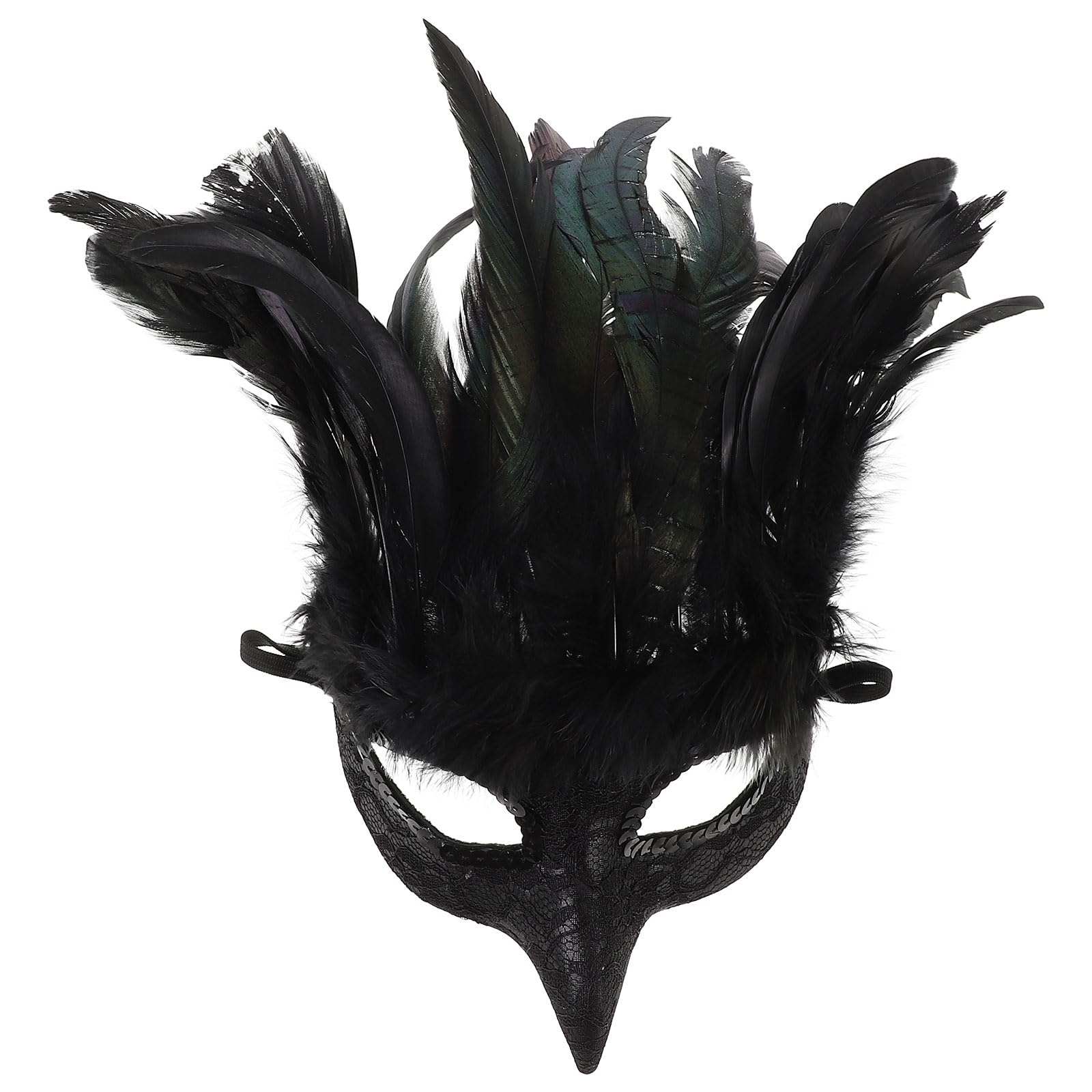 BESTYASH Maschera Di Halloween Nera Piume Design Gotico Per Feste Carnevale e Cosplay Leggera Ed Ergonomica Realizzata Mano Dettagli Accurati