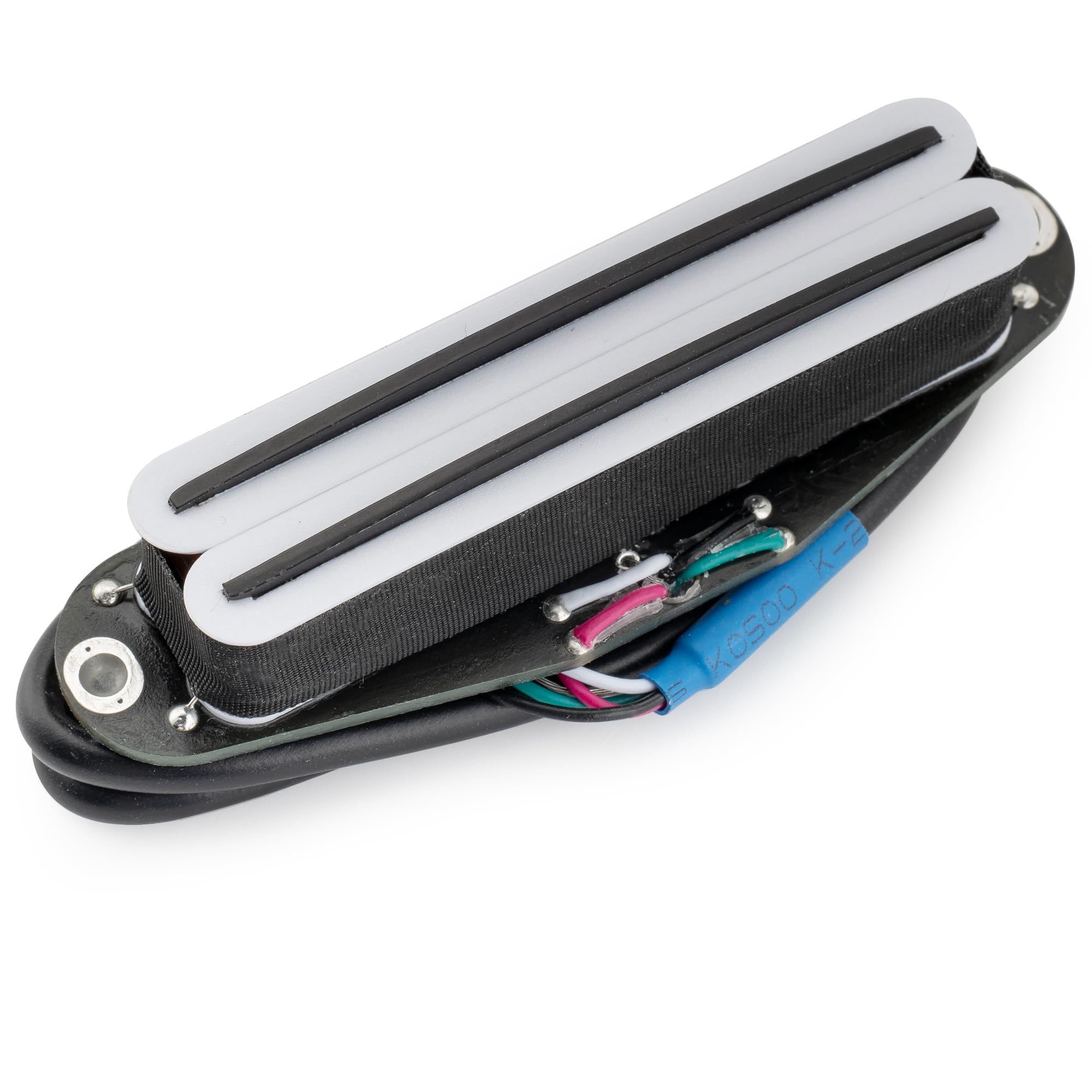 Musiclily Pro ST-DPMC Ceramic Dual Single Coil Sized Humbucker Pickup 9.2K for Strat Style Electric Guitar White Body Black Rail