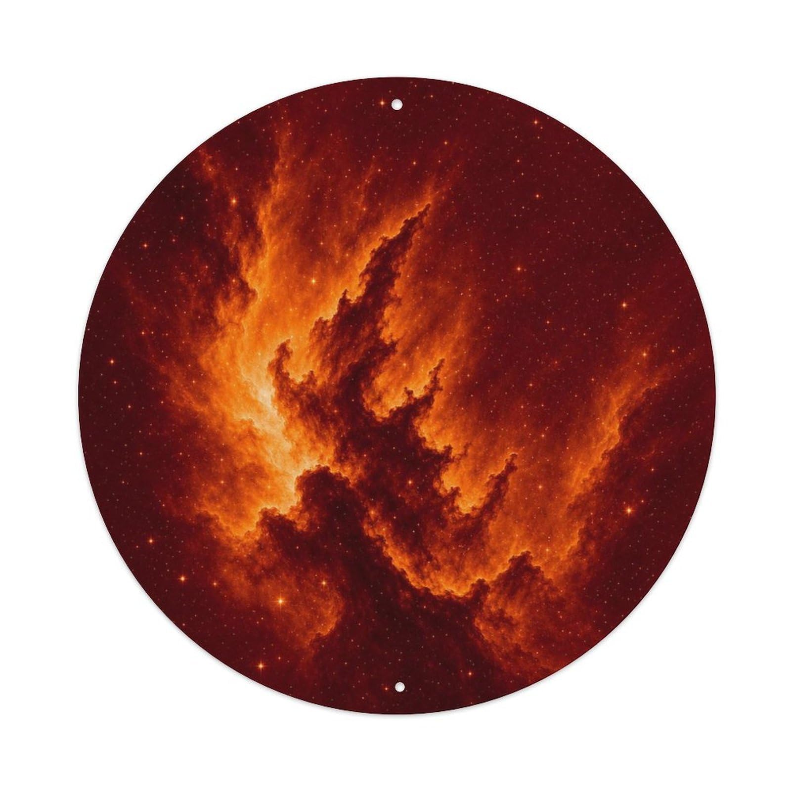 Okngb Style Night Sky Flame Nebula Observatory View Archive Survey Metal Tin Sign Plaque Wall Decor For Cafe, Man Cave, Club Bar, Office, Home Garden Round Metal Poster 8X8inch