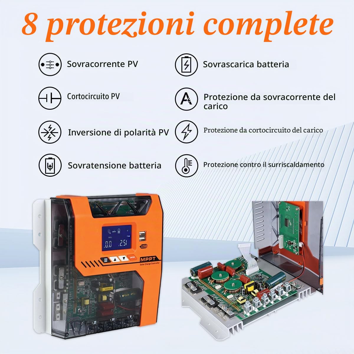 MPPT 40A regolatore di carica solare 12V 24V 36V 48V condizionatore, ingresso PV massimo 150VDC funziona con batterie AGM gel gonfiabili e al litio