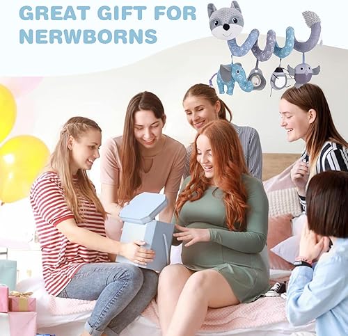 Miniatura 6 de Jollybaby Asiento de coche para bebé, cochecito, cuna, juguete de felpa para colgar en espiral, juguete de cuna con caja de música, sonajeros,