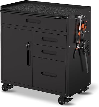 Metal Mobile Tool Storage Cabinet with 4 Drawer and 1 Locking Door