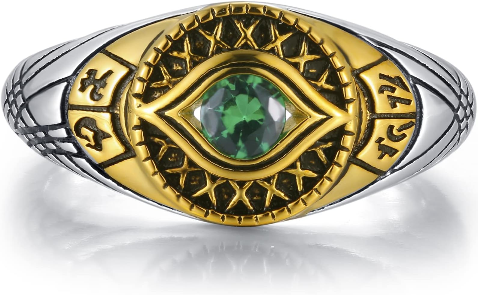 PurreenEye of Agamotto Time Stone Infinity 18K Gold Plated 925 Sterling Ring, Multicolor