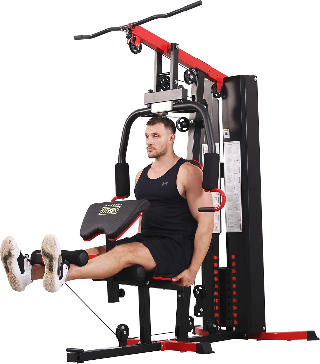 BalanceFrom Multifunctional Home Gym System Workout Station with Leg Extension and Preacher Curl, 122.5LB Weight Stack, Multiple Models