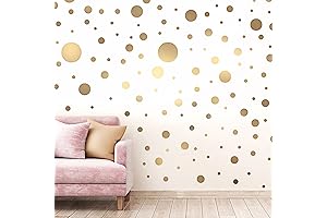 Zonon Peel-and-Stick Polka Dot Wall Decals: Artistic Home Accents for Playrooms and Bedrooms (Gold)