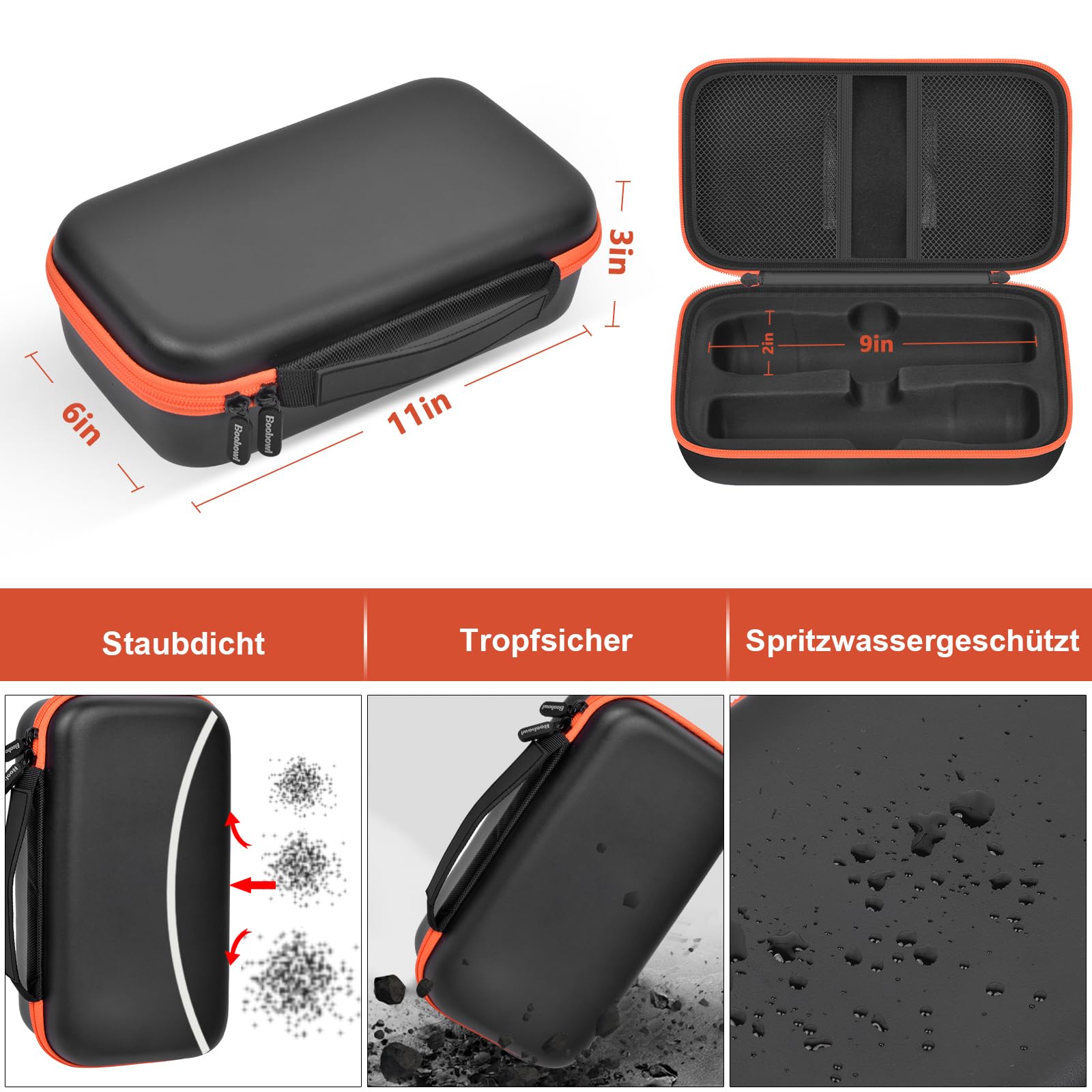 Boobowl Bluetooth Mikrofon Etui Kompatybilne z JBL PartyBox Wireless Mic J2X Mikrofony cyfrowe, przenośna skrzynka mikrofonowa z ponownie ładowalną baterią, odbiornik, adapter (tylko etui), czarny