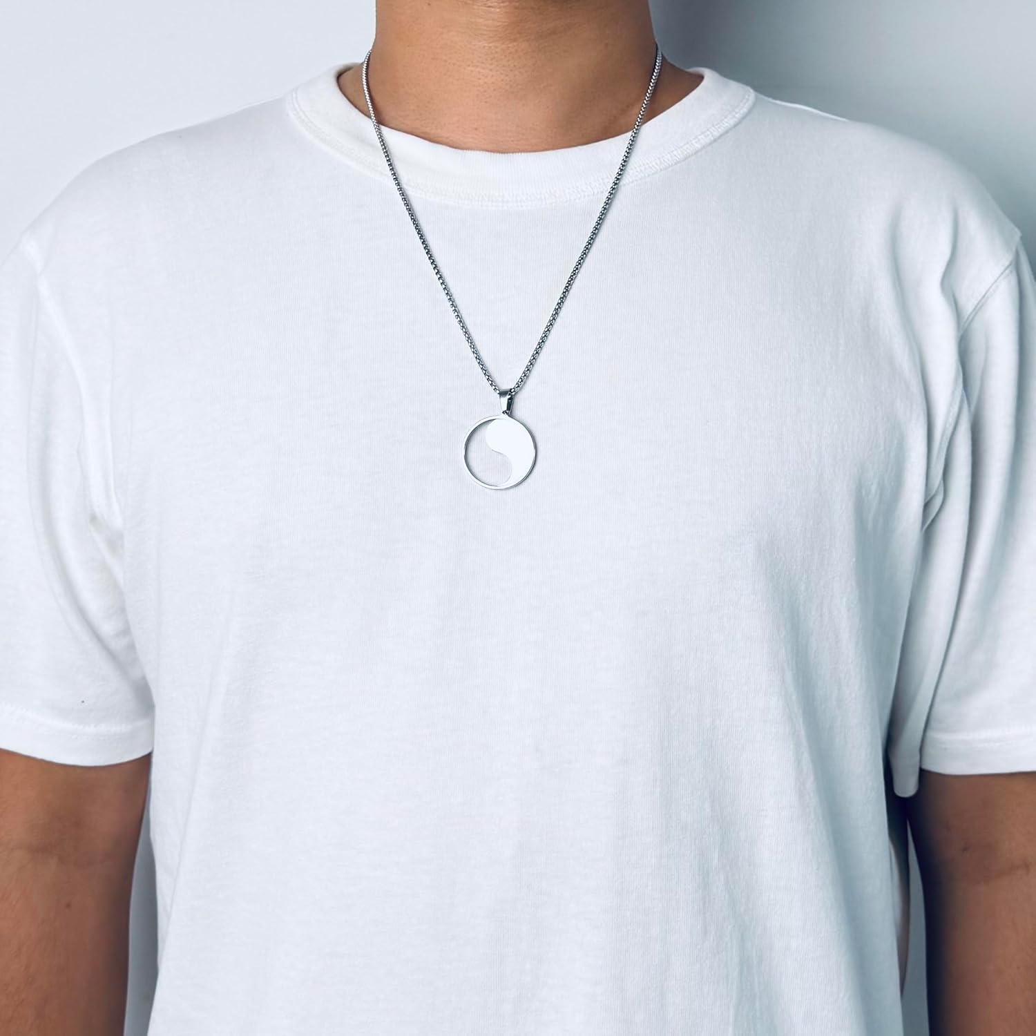 Men's Yin Yang Pendant Necklace with 24 Inch Stainless Steel Chain Taoist Symbol Amulet Balance Jewelry for Men - Image 5