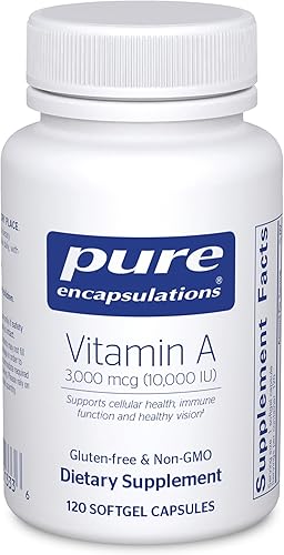 Pure Encapsulations Vitamina A - 3,000 mcg - de aceite de hígado de bacalao - Apoyo inmunológico y de visión* - Suplemento de palmitato de vitamina