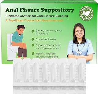 Anal Fissure Suppositories | Expert-Formulation for Rectal Bleeding Associated with Hemorrhoids, Anus Fissures, Diarrhea & Constipation | Curcuminoids & Turmeric Extract | 16 Inserts