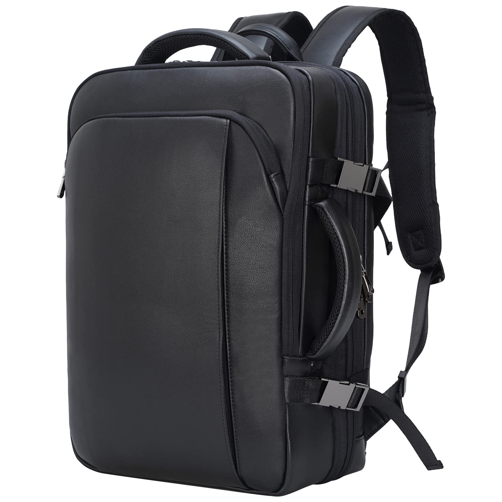 TIDING Mochila de Viaje para Hombre de Cuero Genuino con Compartimento para Portatil 15.6 Pulgadas Gran Capacidad Ampliable 36L Profesional para Negocios y Oficina