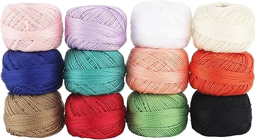 Miniatura 2 de Rhapsody Hilo de algodón perla tamaño 8 hilo de ganchillo Perle 12 bolas Set tejido a mano, bordado, sashiko, punto de cruz, costura, punto de
