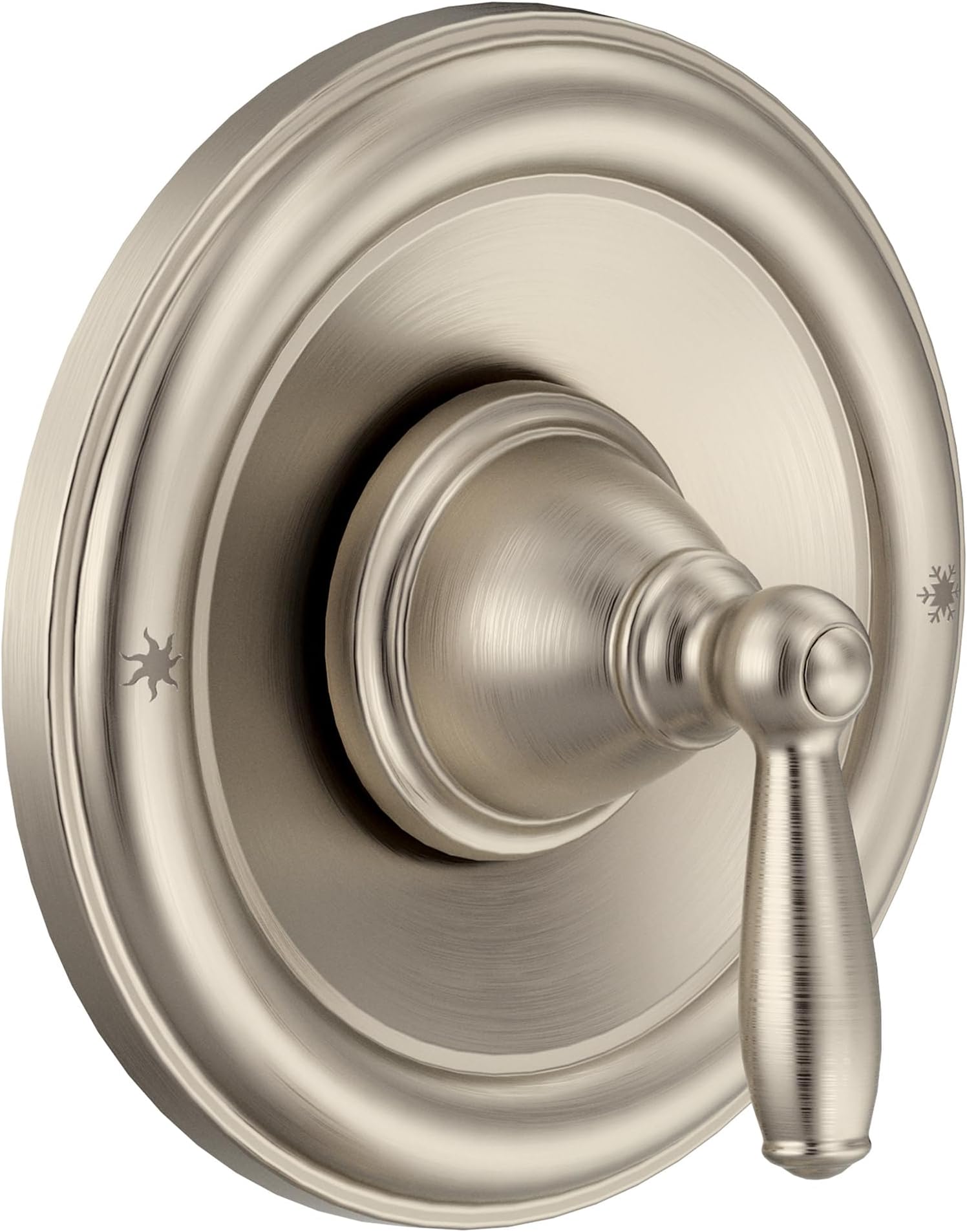 Moen Brantford Brushed Nickel Pressure Balancing Traditional Tub and Shower Trim Kit, Bathroom Shower Lever Handle with Escutcheon (Posi-Temp Valve Required), T2151BN