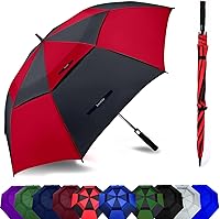 Vista 16 de Paraguas de golf extragrande de 62, 68 y 72 pulgadas, con doble dosel ventilado, resistente al viento, impermeable, de apertura automática