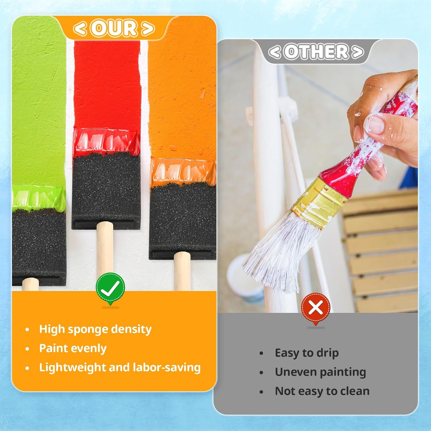 Foam Paint Brushes 1.6" 8-Pack – Sponge Craft & Art view 4
