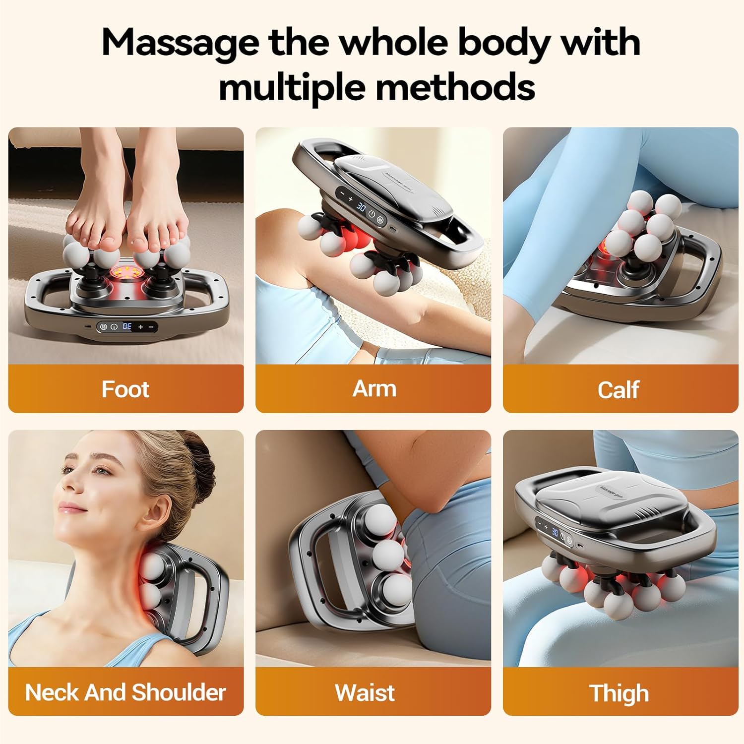 Gurui 12 Heads Massage Gun Deep Tissue with 3 Model & 30 Levels, Cordless Quiet Back Massager for Pain Relief Deep Tissue, Neck Massager Birthday Gifts for Men