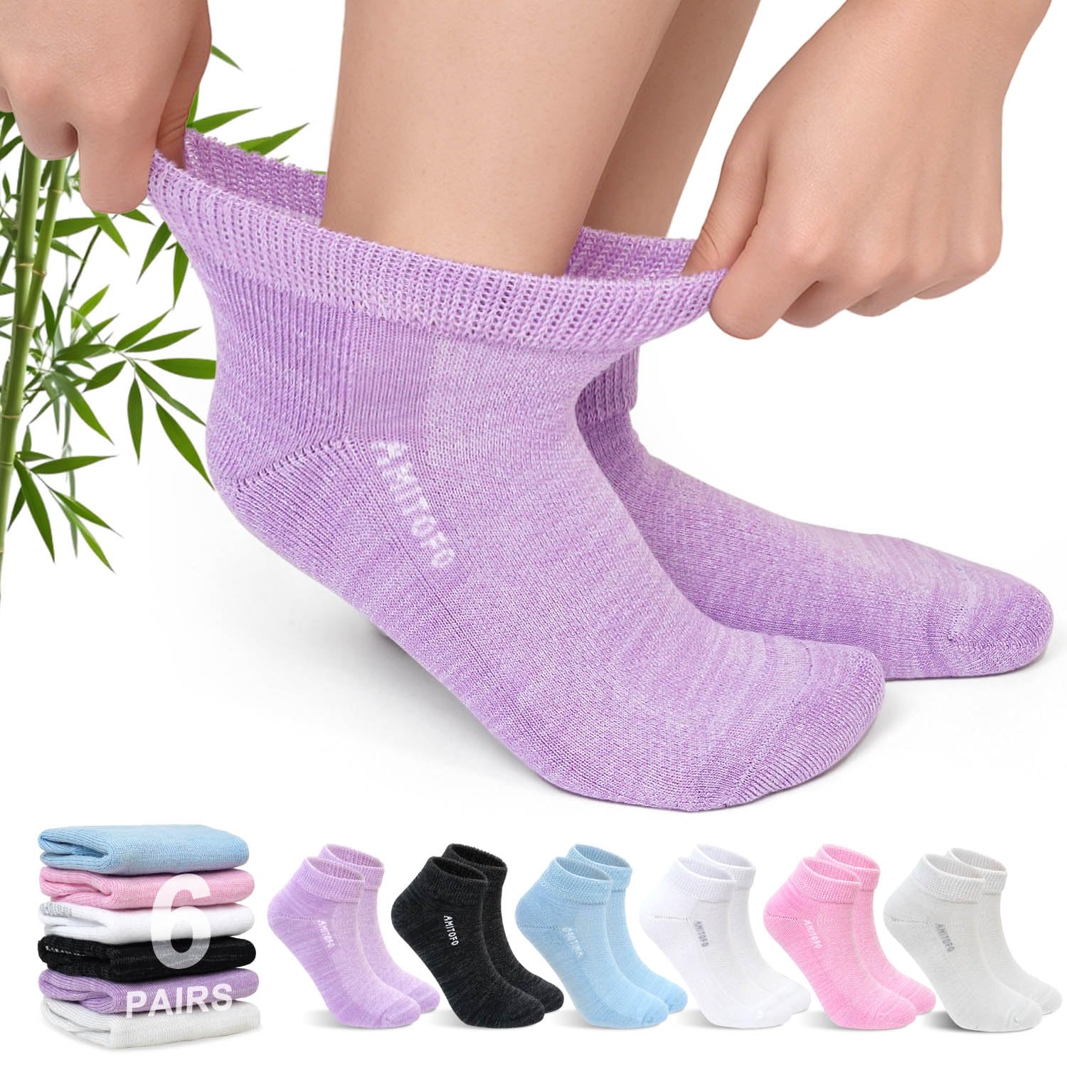 Calzini Senza Elastico Bambù: Calze per Diabetici Uomo Donna Corti Senza Cuciture Extra Larghi Comodi Foderato in Spugna per Caviglie Piedi Gonfi Gravidanza e Circolazione Gravidanza