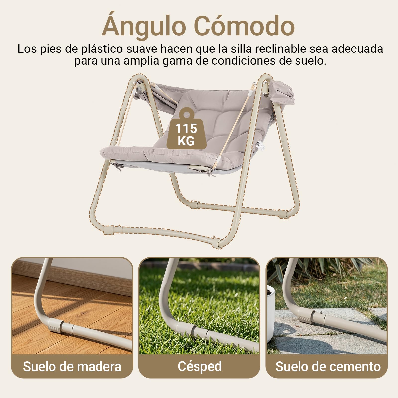 Sobuy Columpio Jardin Exterior Colgante Exterior con Parasole Regolabile Muebles Jardin Exterior Sillón Relax e Hamacas Jardin Beige 108x126x163 cm OGS62-MI