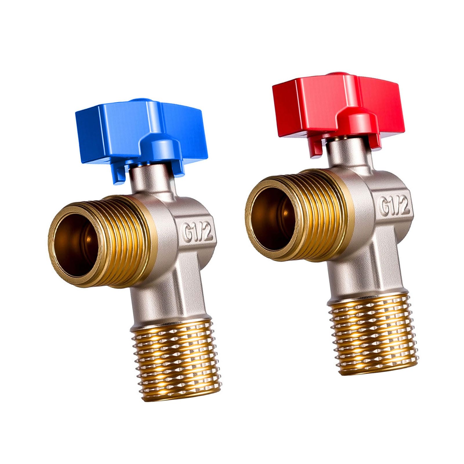 Brass 1/2" Turn Angle Stop Valve Bathroom High Flow Hot/Cold Shut Off Water Flow Control Valve Regulator Water Control Shower