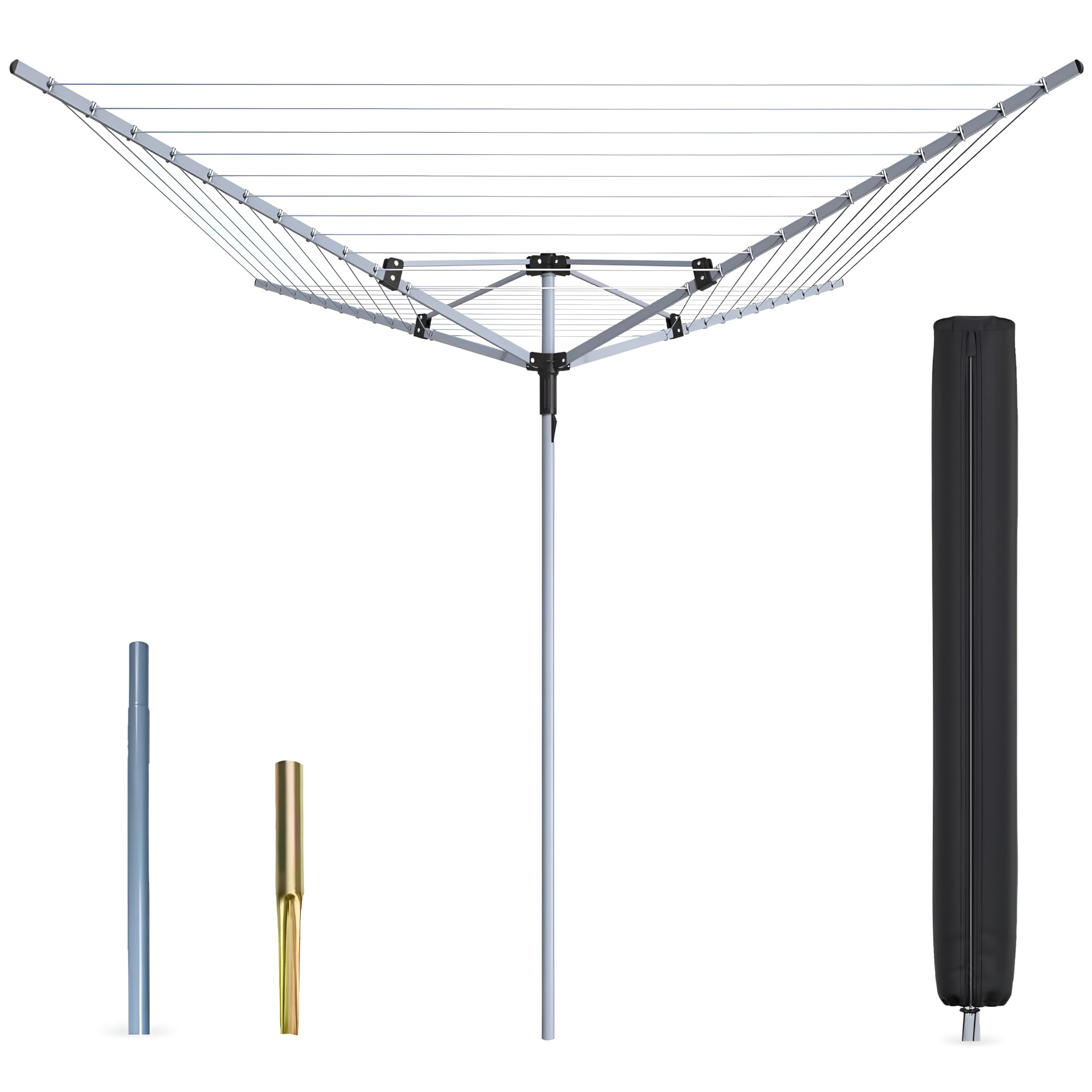 Trend Maker Rotary Washing Line 40M / 50M / 60M – Heavy Duty 4 Arm Rotary Washing Line with Metal Ground Spike & Cover | Clothes Lines for Outside, Outdoor Clothes Dryer Rotary Whirligig