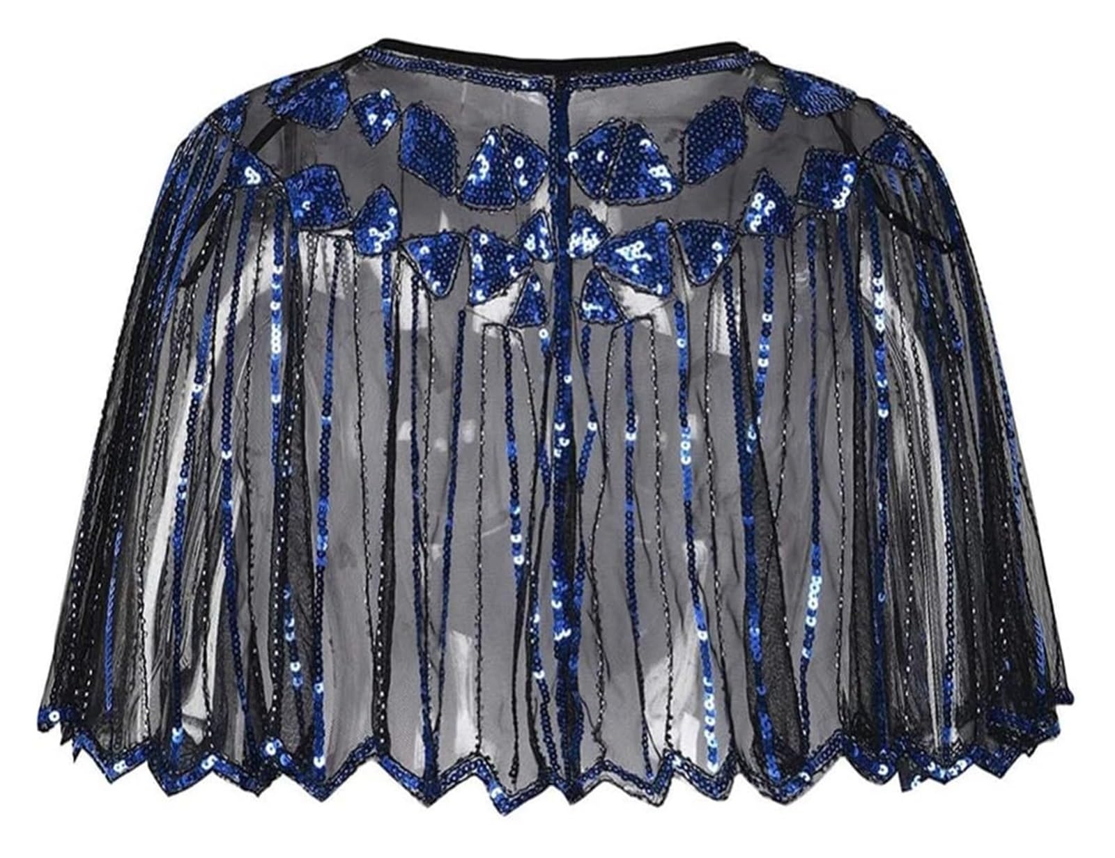 Pañuelo de encaje y malla, Chal de mujer con lentejuelas y cuentas Art Deco for boda, abrigo noche, multicolor