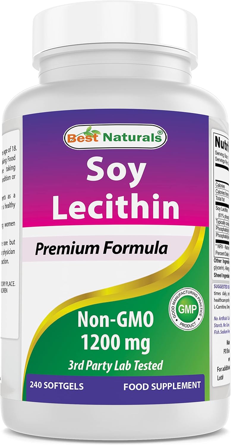 Best Naturals Soy Lecithin NonGMO 1200 mg 240 Softgels (240 Count