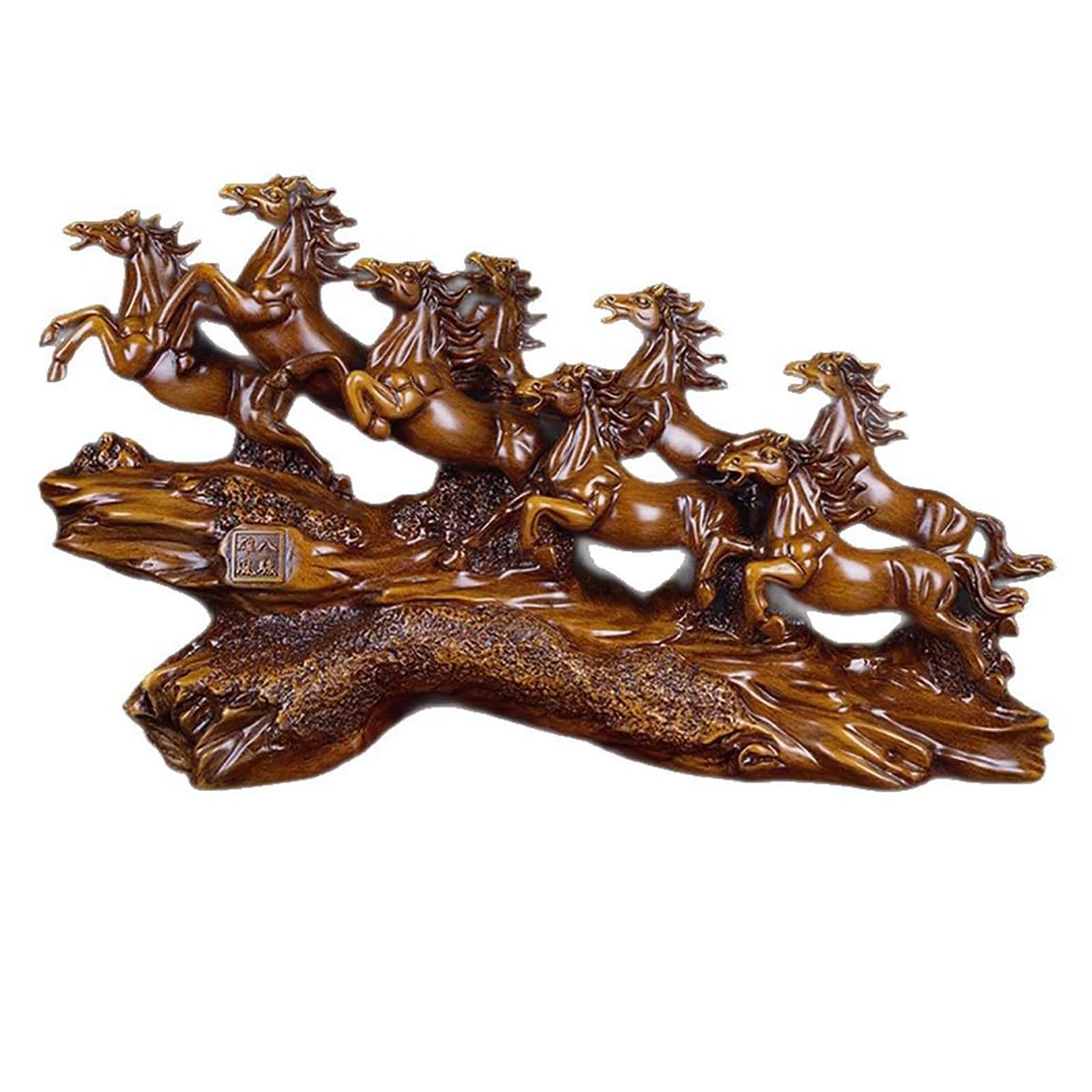 Statue chinoise de chevaux décoration de bureau et ornement de salon marron