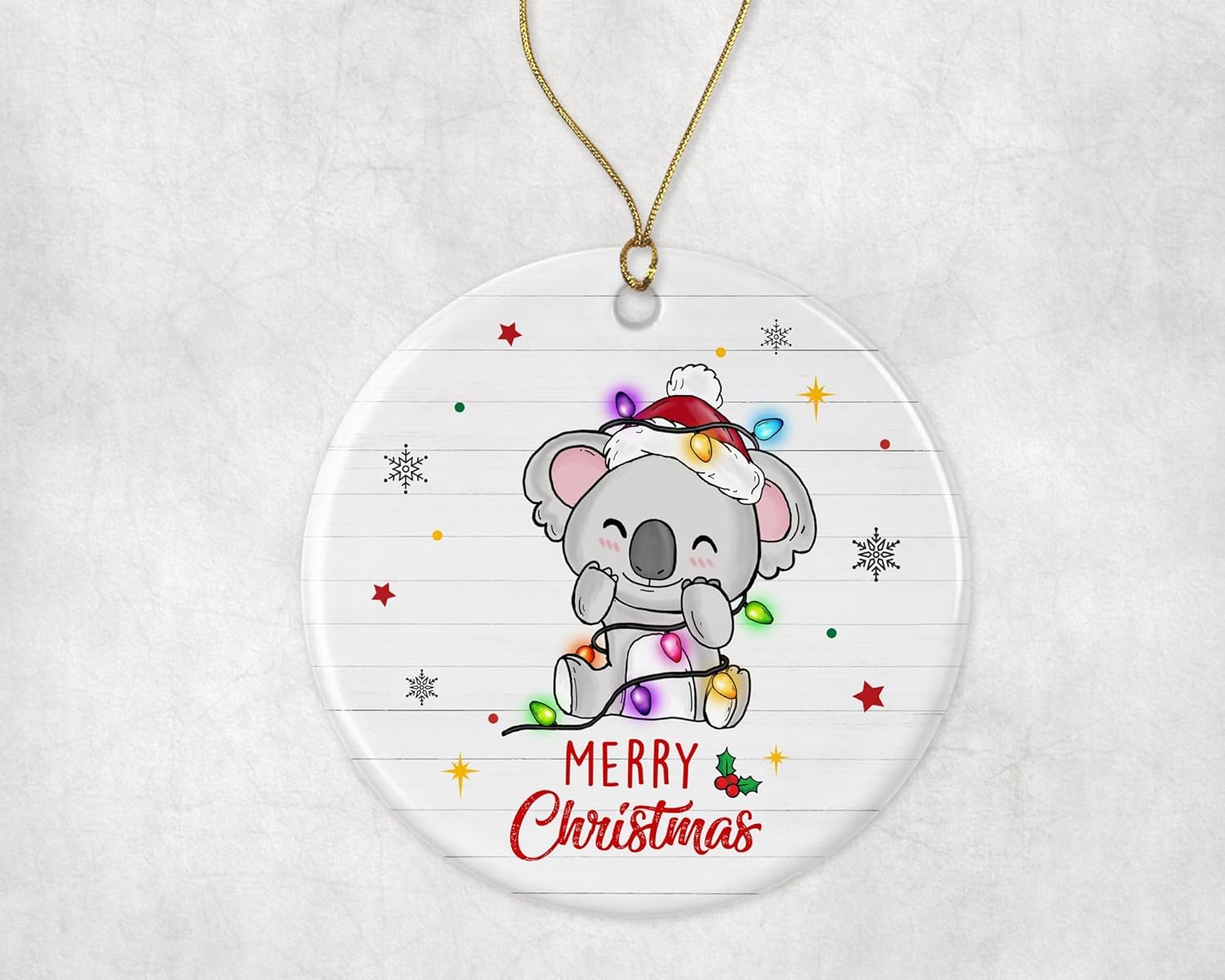 Merry Christmas Koala Ornament, 2023 Christmas Ornament, Koala Christmas Light