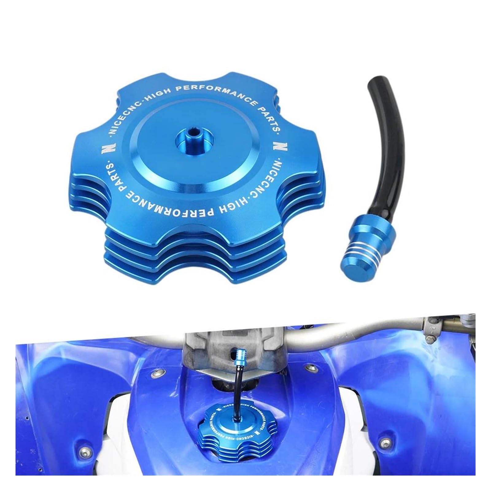 Bouchon Réservoir Carburant Quad Yamaha YFZ450 - Bleu Aluminium Antivibration - 3