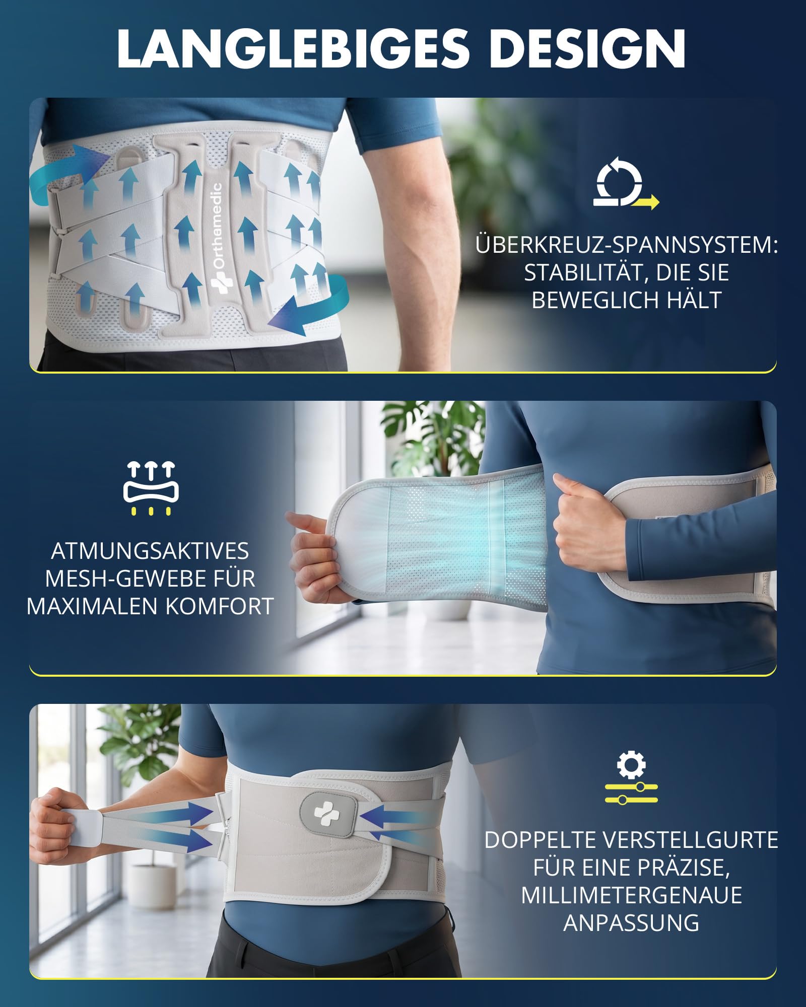 Rückenstützgürtel | Orthopädisch | Atmungsaktive Rückenbandage Herren & Damen | Nierengurt bei Bandscheibenvorfall, Ischias & Rückenschmerzen | Lendenwirbelstütze Gürtel