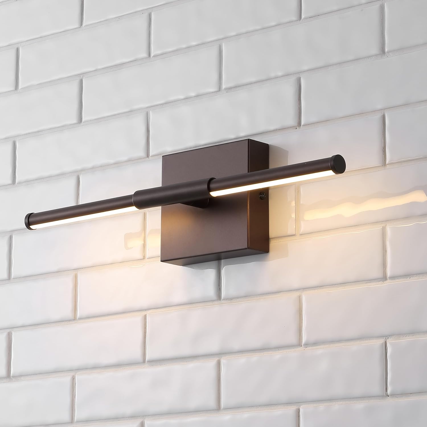 JONATHAN Y 16.25" Oil Rubbed Bronze Modern Dimmable Integrated LED Wall Sconce, Minimalist Adjustable Metal Vanity Light for Bathroom Mirror, Bedroom, Hallway, 3000K, ETL Listed (JYL7039D)