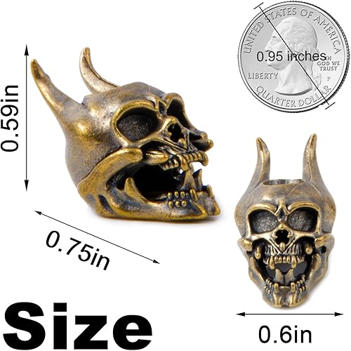 Miniatura 2 de Cuentas de cordón para cuchillo, cuentas de cuerda de paracaídas EDC, cuentas de paracaídas, cobre fundido a mano, dije de calavera, para accesorios