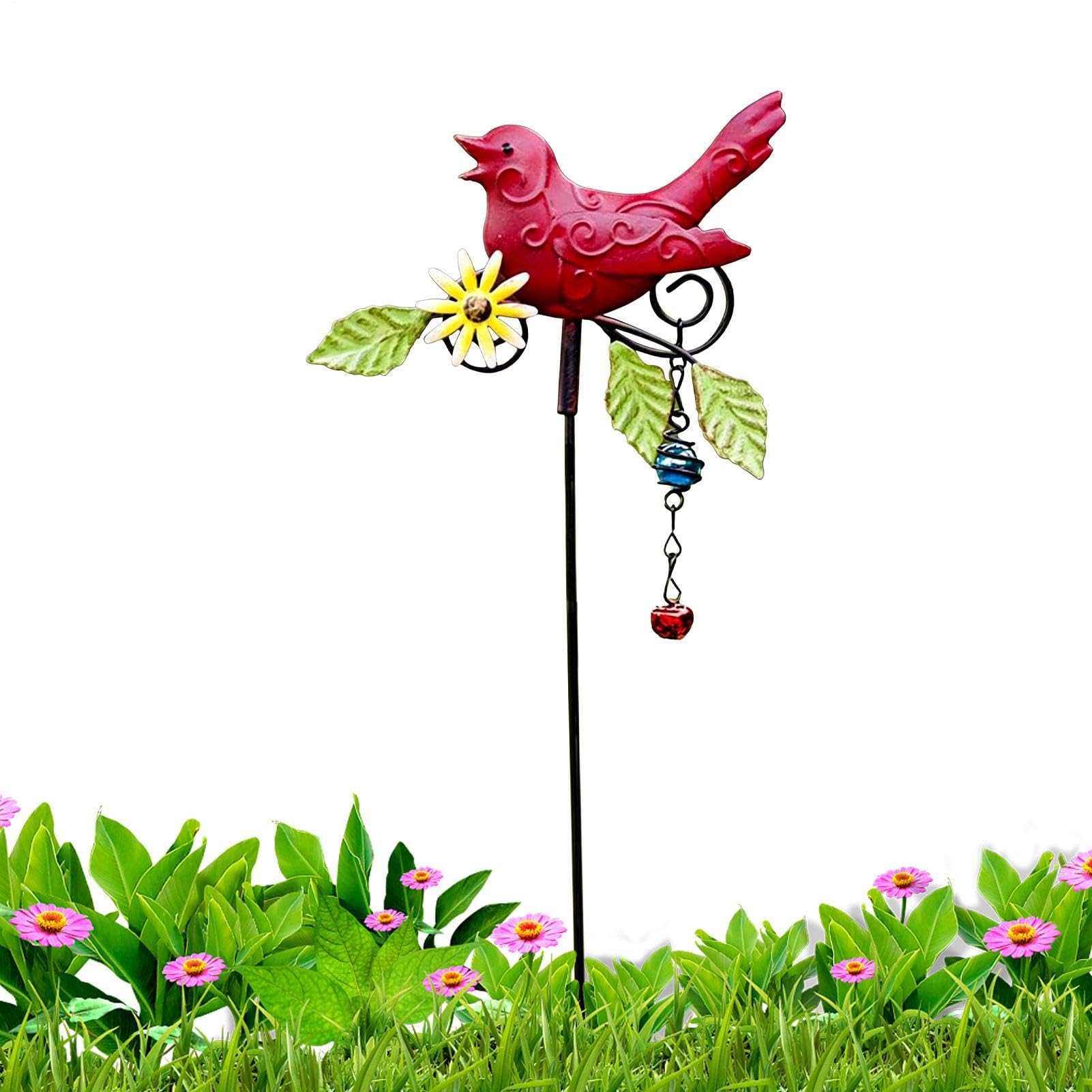 Piquets décoratifs de jardin oiseaux métalliques extérieurs résistants printemps