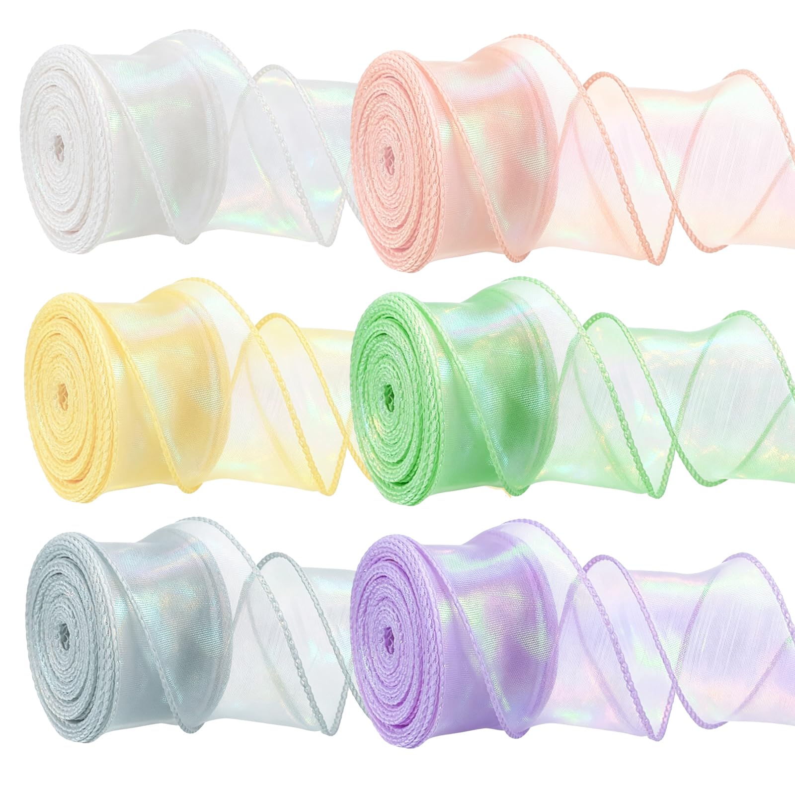 Ribbon Roll, 6 Rolls Colorful Sheer Bow Satin Ribbon Roll for Gift Wrapping,4cm Wide,10 Yard Long Ribbons for Gift Wrapping Pastel Color Ribbons Pink White Green Purple Grey Satin for Flower Bouquet for Crafts Bow Invitation Card Party Wedding Decor Birthday Favor-image-25