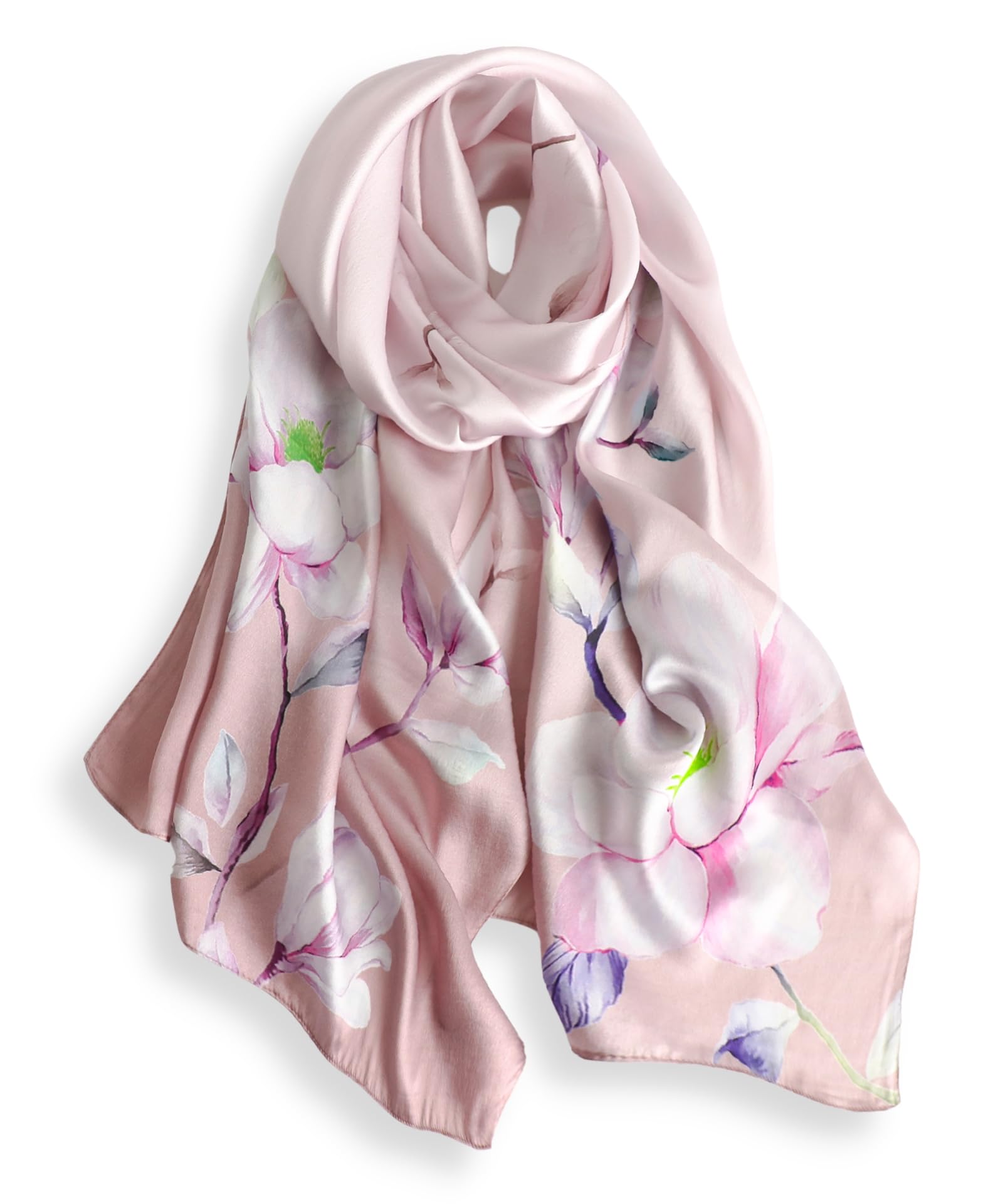 PoeticEHome Écharpe Longue en Soie de Mûrier 100% – Châle Foulard Femme | Emballage Cadeau (170x53cm)