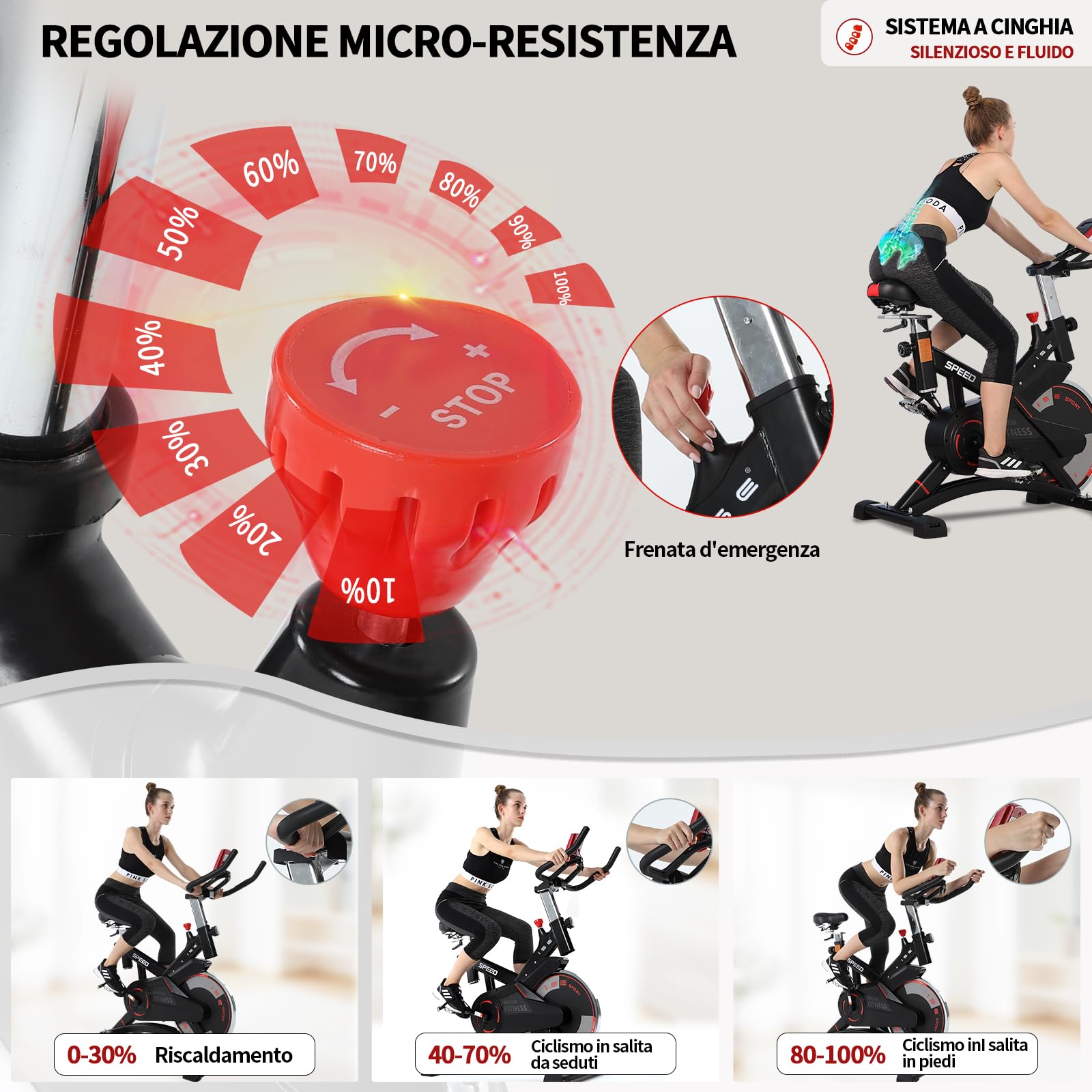 ISE Cyclette da Casa con Resistenza Regolabile, Cyclette per Casa Professionale con Schermo LCD Supporto per Smartphone Exercise Bike per Palestra a Casa