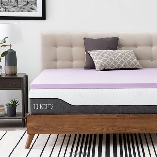 LUCID 2 Inch Lavender Infused Memory Foam Mattress Topper - Ventilated Design - Twin Size - Twin - 2 Inch